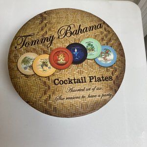 6 Assorted Tommy Bahama 6.5" Cocktail Plates Tropical - Retro